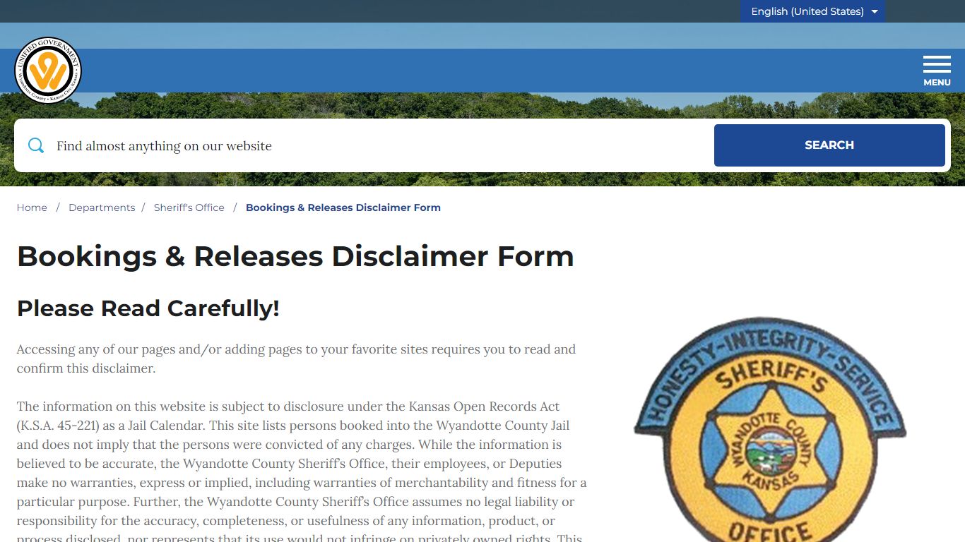 Bookings & Releases Disclaimer Form – Unified Government of Wyandotte ...