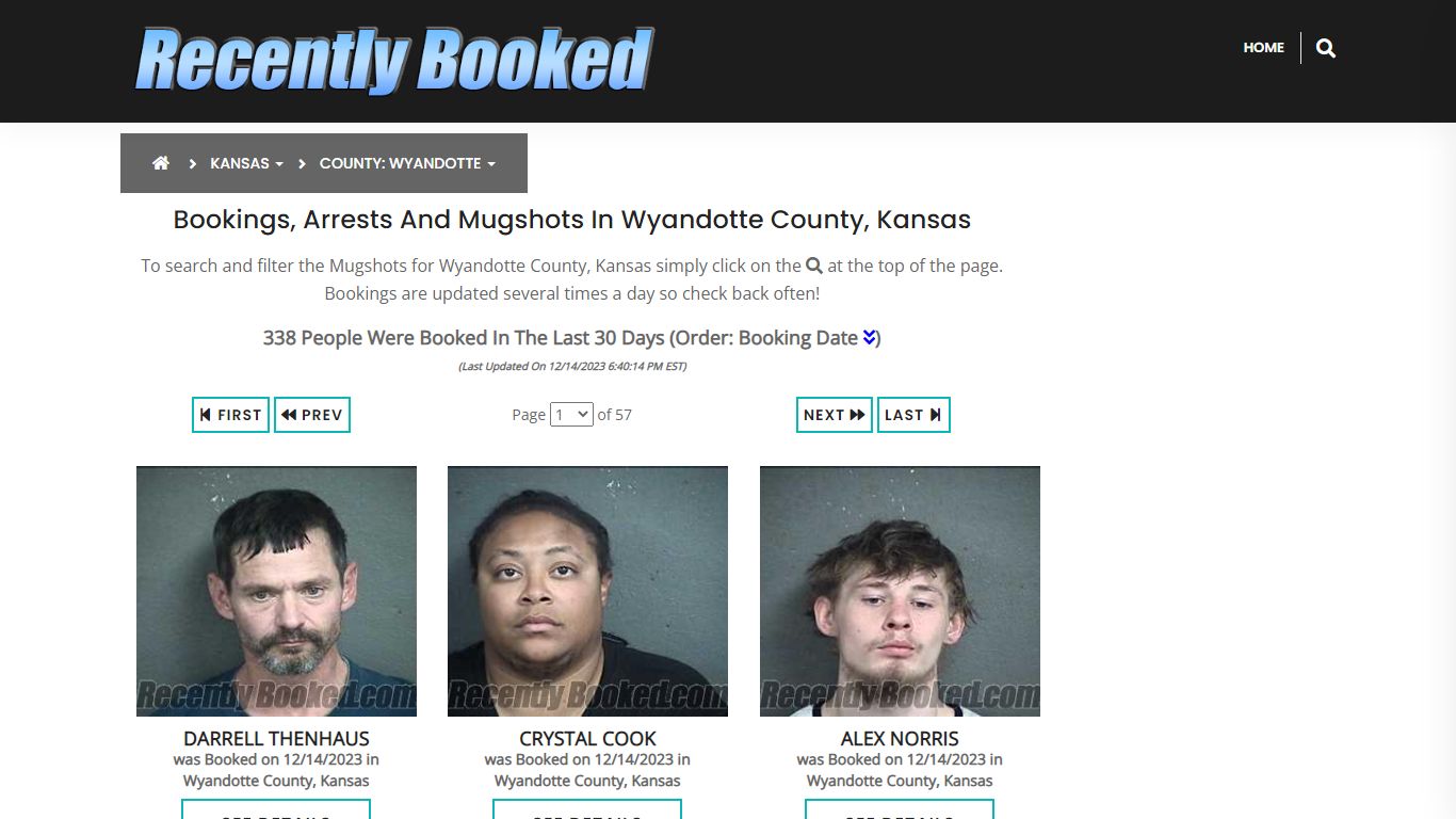 Bookings, Arrests and Mugshots in Wyandotte County, Kansas